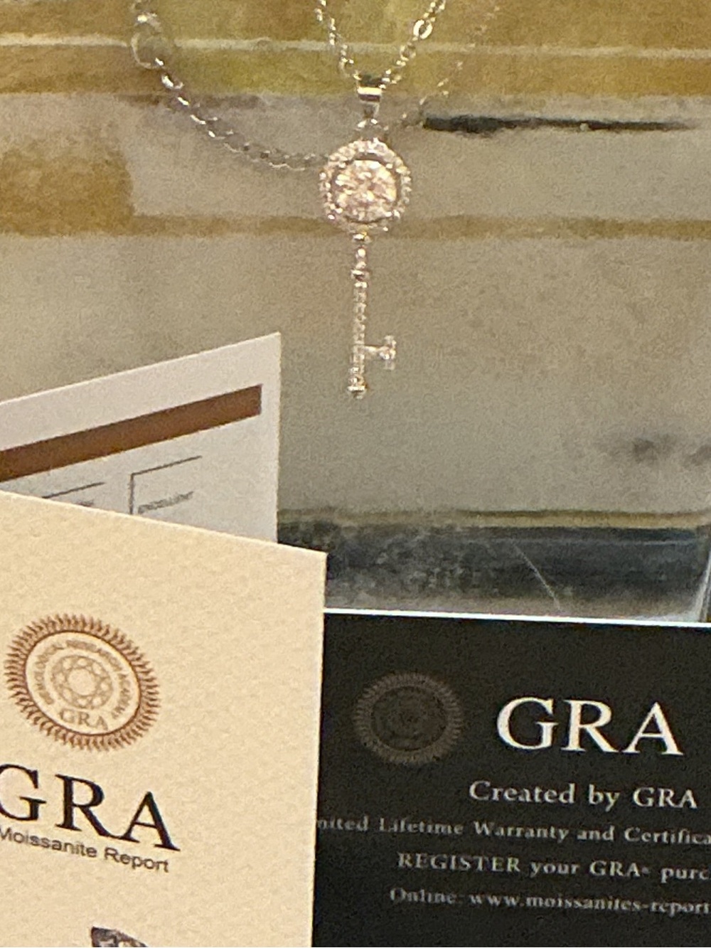 Sterling Silver Key Moissenite Pendant Necklace